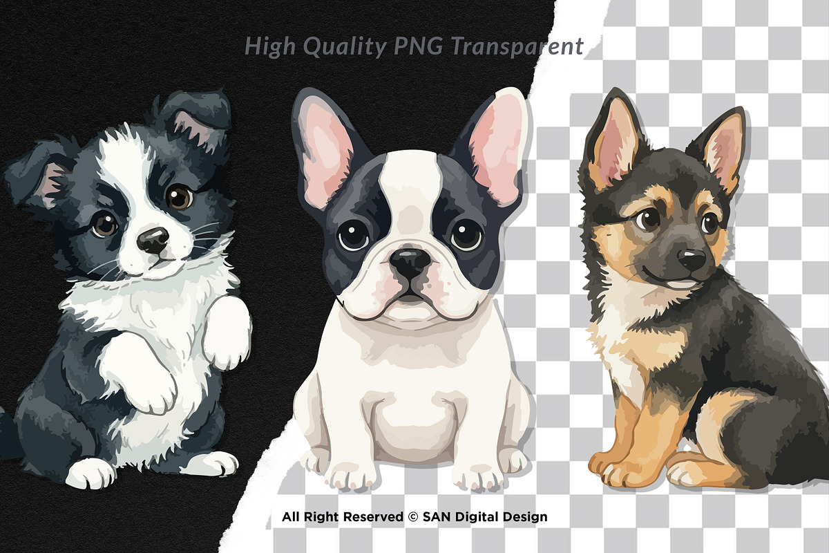 15 Bundle Watercolor Cute Puppy Dog, an Animal Illustration by Morspective (Photo 2 of 8)