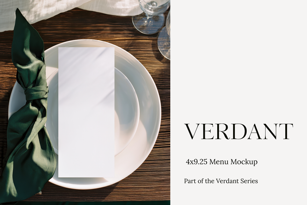 4x9.25 Green Wedding Menu Mockup, an Advertising Mockup by Serenefeeling (Photo 1 of 6)