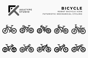 Bicycle Robot Icon, a Solid Icon by Akatype Studio