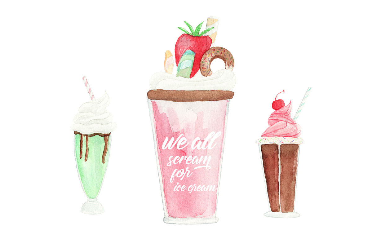 Ice Cream Parlour Watercolor Set, an Illustration by One and Only Paper (Photo 9 of 10)