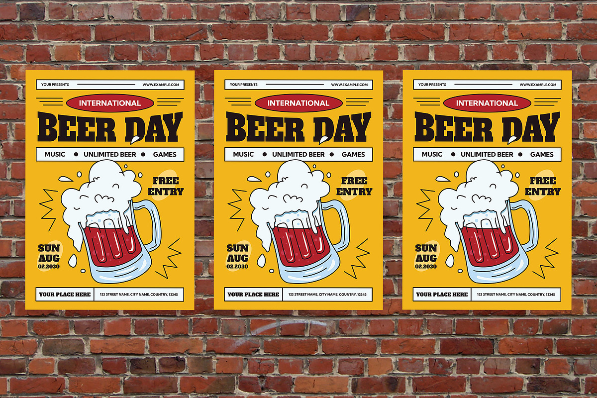 Yellow International Beer Day Flyer, a Flyer Template by Aiyari Graphic (Photo 3 of 3)