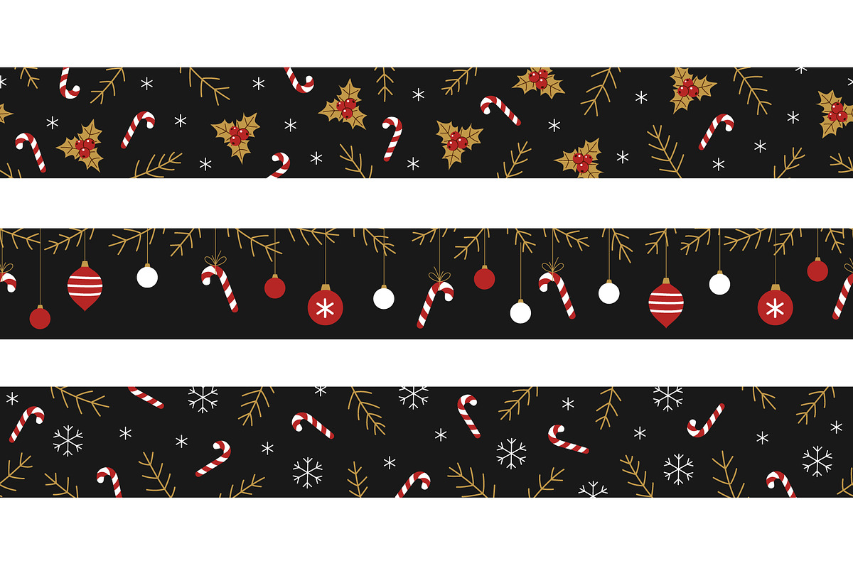 Seamless Christmas borders set, a Pattern Graphic by Barsuk's Shop (Photo 4 of 5)