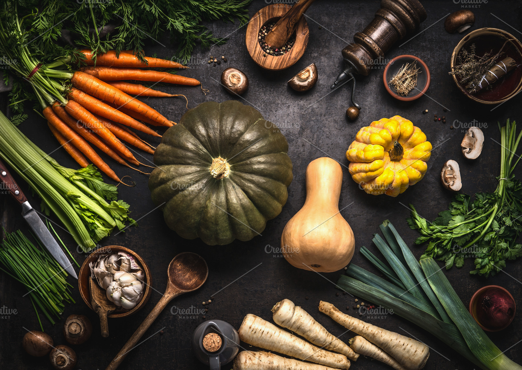 Autumn seasonal vegetables featuring above, authentic, and autumn, a Food & Drink Photo by VICUSCHKA