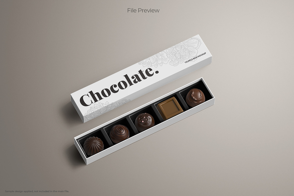 Long Rectangle Chocolate Box Mockup, a Packaging Mockup by Sheikhadesign (Photo 7 of 12)