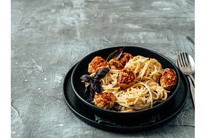 Meatballs Pasta Carbonara, a Food & Drink Photo by Fascinadora