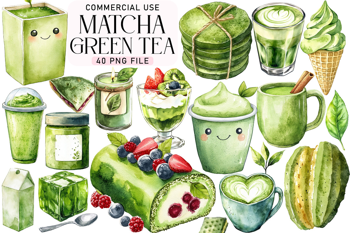 Matcha Green Tea Clipart, an Illustration by Daily.Designs (Photo 1 of 5)