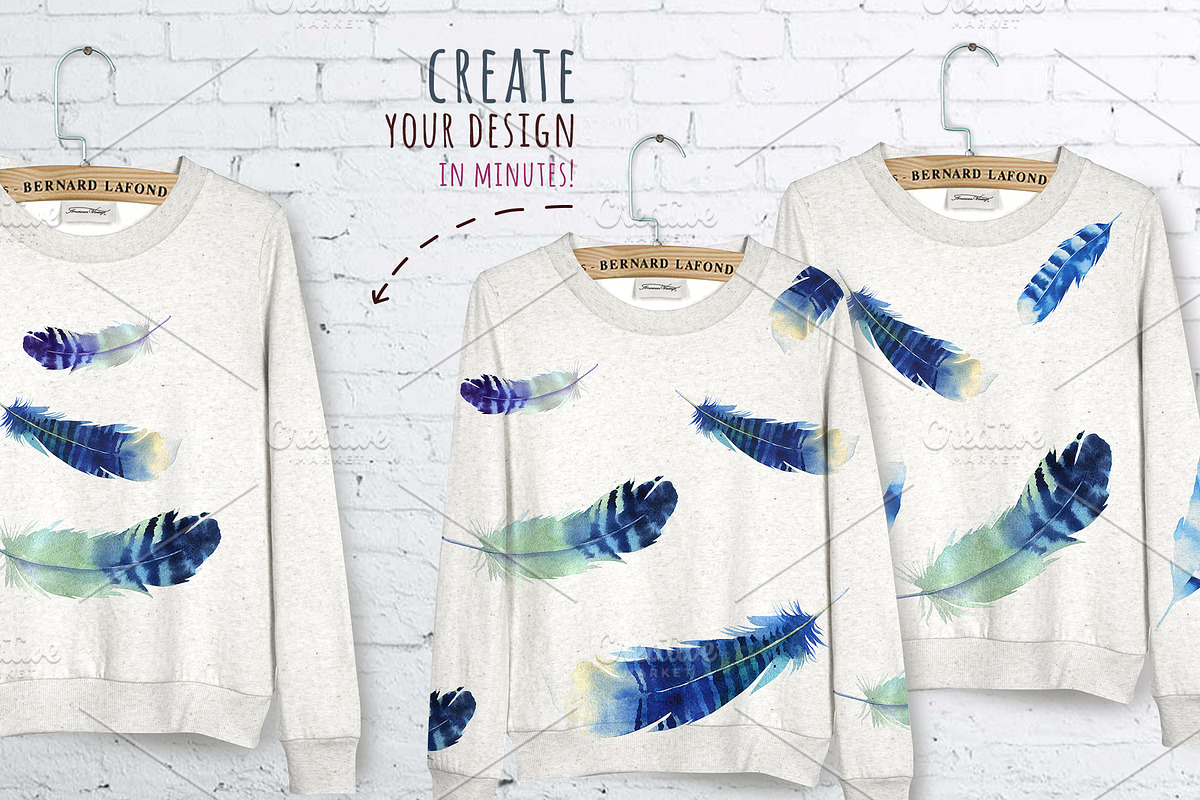 Watercolor BOHO feather DIY_4, an Object Graphic by Peace ART (Photo 4 of 7)