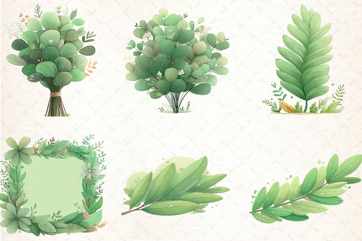 Watercolor Foliage Clipart Bundle, an Illustration by DreamCafeArt (Photo 4 of 6)