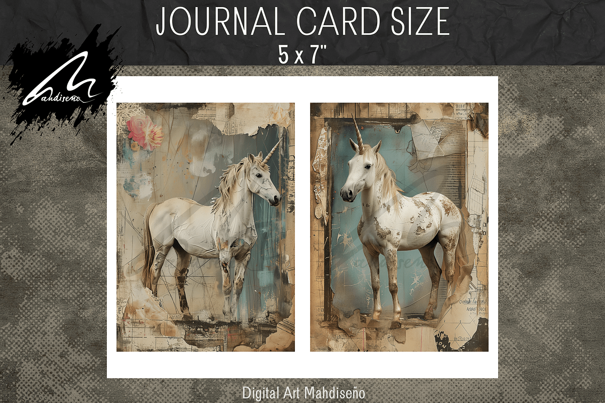 Shabby Grunge Unicorn Wonders, an Animal Illustration by Digital Art Mahdiseño (Photo 4 of 7)