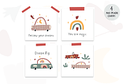 Boho kids cars, a Decorative Illustration by cutelevindesign (Thumbnail 4 of 9)