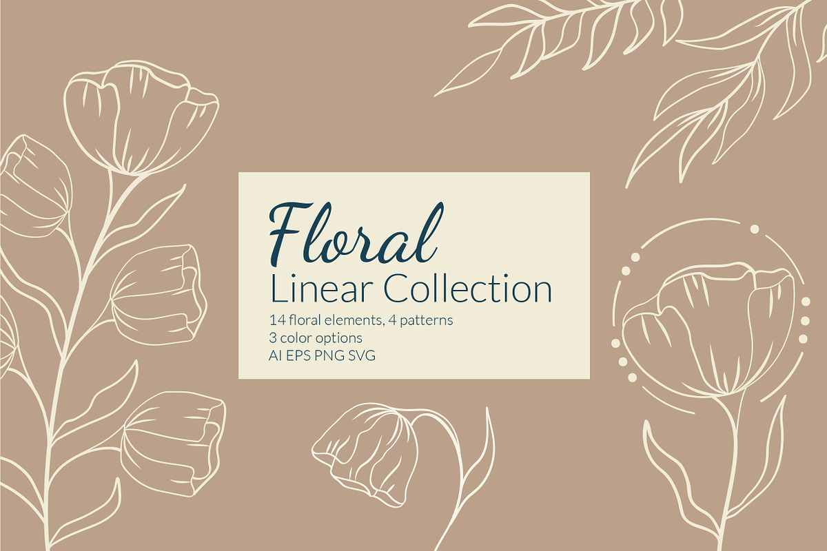 Botanical floral line art set, an Object Illustration by Tatyana_Zenartist (Photo 1 of 11)