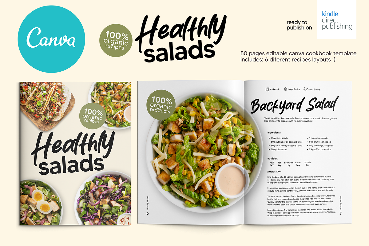 Canva Salads US Letter CookBook, a Magazine Template by DeLaGranSiete (Photo 1 of 12)