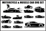 Muscle Car & Motorcycle SVG Bundle, an Object Graphic by Creativeshirt (Thumbnail 1 of 13)