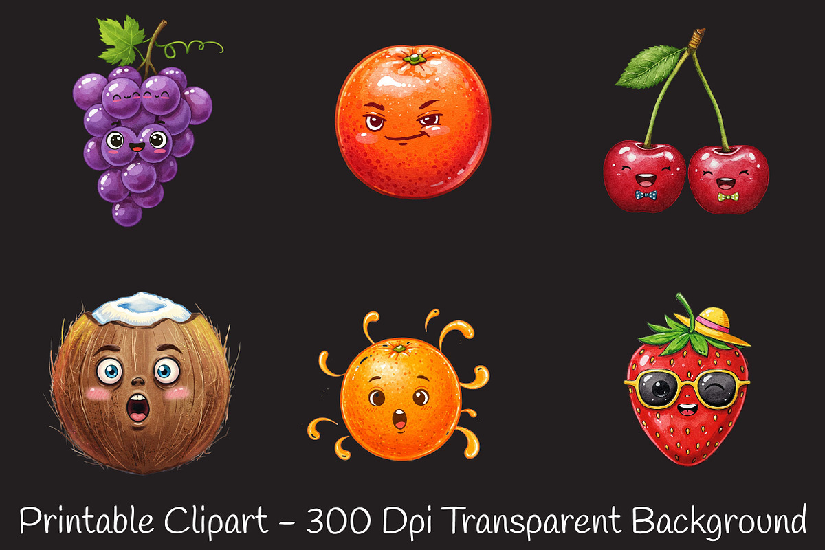 Funny Fruit Clipart Bundle, an Illustration by RobertsArt (Photo 5 of 7)