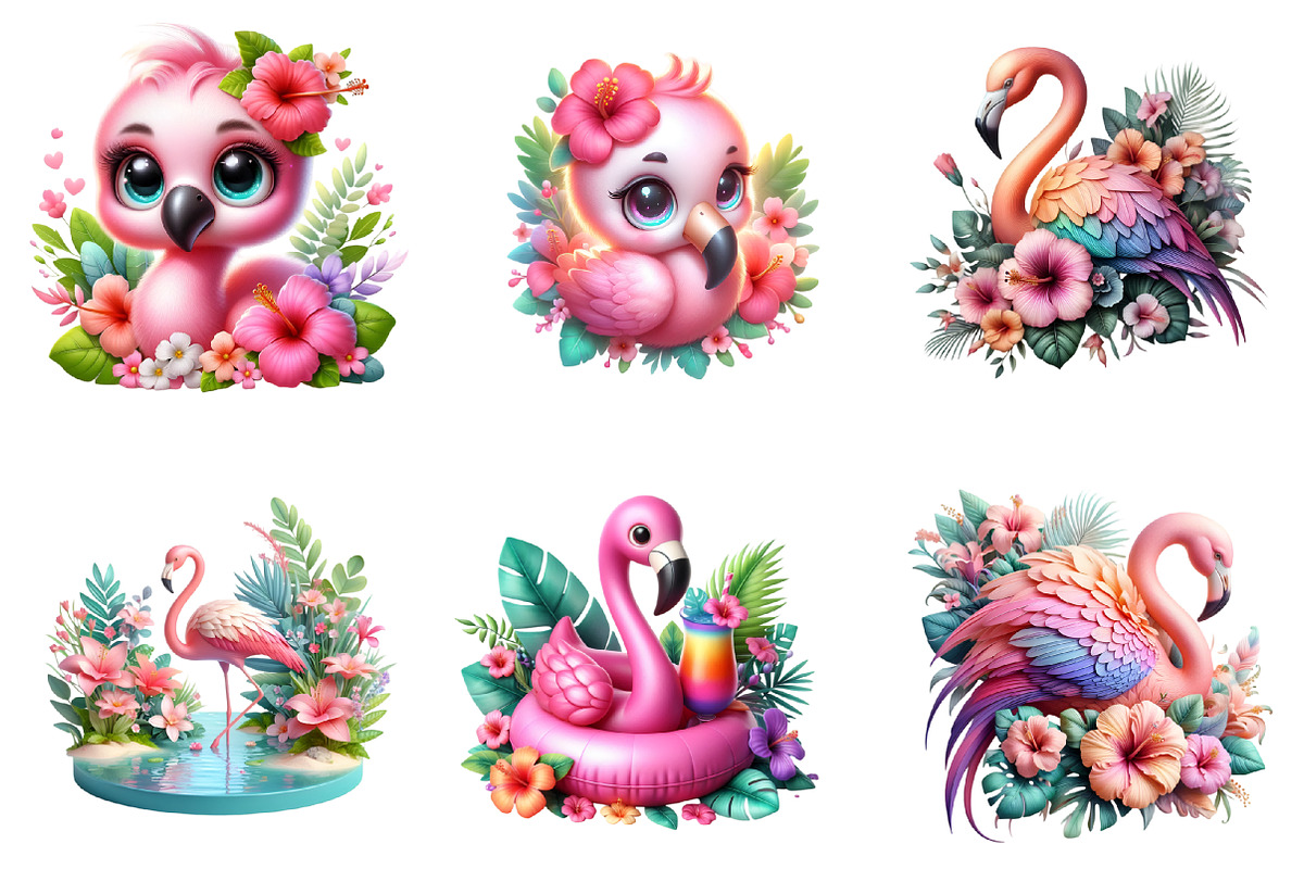 Whimsical Flamingo Clipart Bundle, an Illustration by GatewayDesign (Photo 3 of 3)
