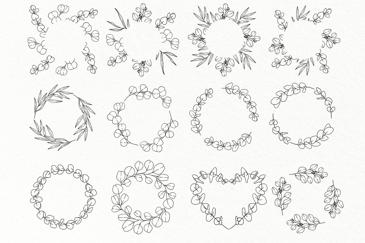 Eucalyptus Line Art Graphics, a Decorative Illustration by DENIDigitalArtSudio (Photo 2 of 5)