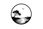 Circular Nature Landscape Silhouette, an Illustration by yasushie (Thumbnail 4 of 51)