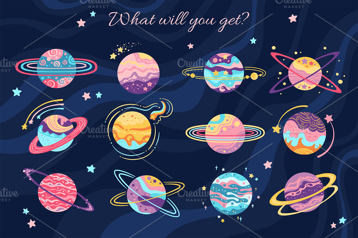 Fantasy planets cartoon illustration, a Decorative Illustration by Neliakott ♥ (Photo 4 of 8)