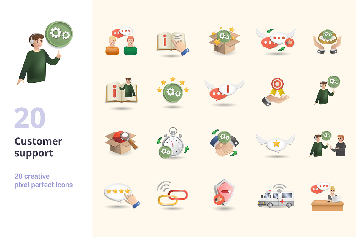 Customer Support 3D Icons Set Bundle, an Object Graphic by Aimagenarium@gmail.com (Photo 1 of 21)