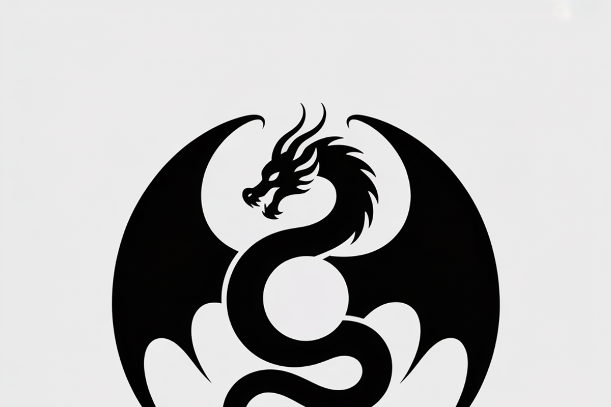 A bold dragon silhouette logo, an Illustration by Amazin_art (Photo 15 of 16)