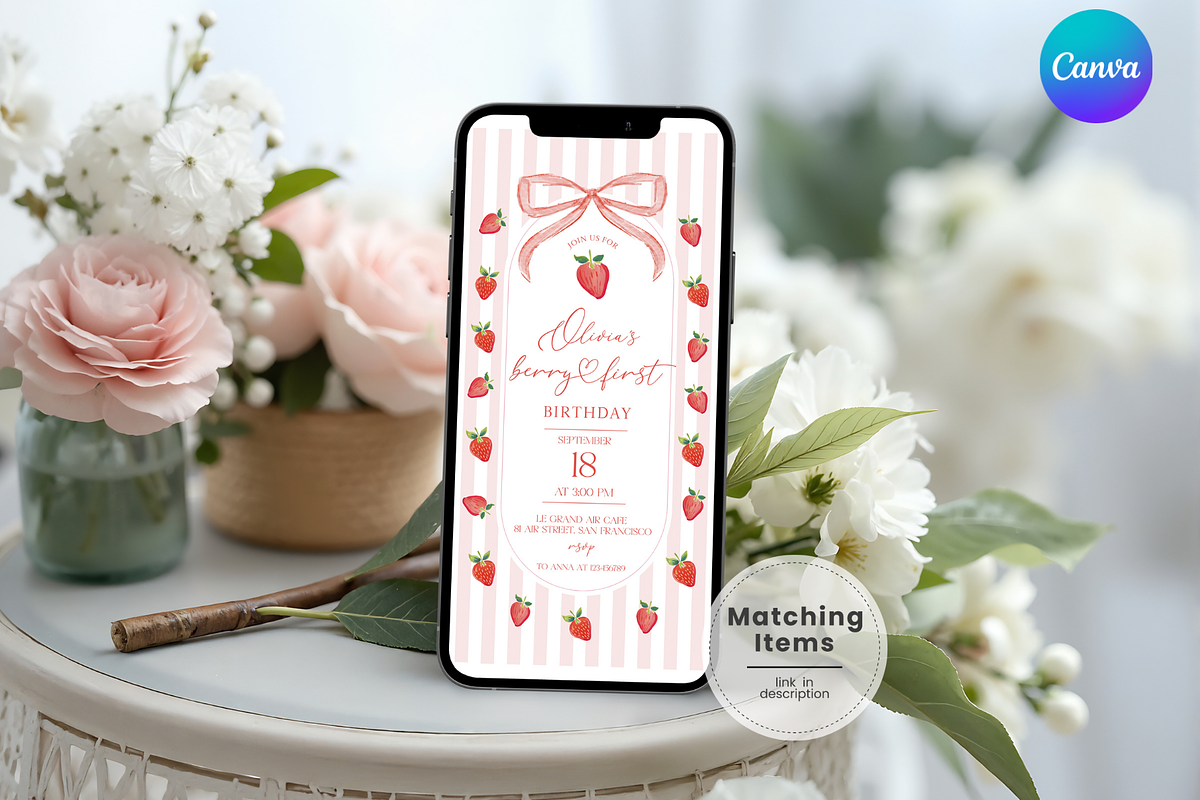 Berry Pink Bow Invite, an Invitation Template by Digital_Mind (Photo 1 of 3)
