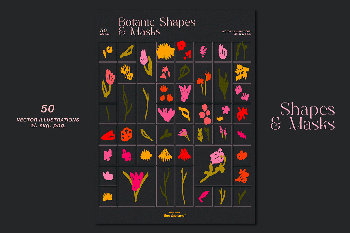 Blossoming Shapes - Florals Set, a Decorative Illustration by line & plane (Photo 8 of 11)