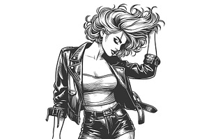 Stylish Woman in Leather Jacket Tube, an Object Illustration by AlexArt
