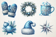 Silver Blue Christmas Clipart, an Illustration by RobertsArt (Thumbnail 5 of 5)
