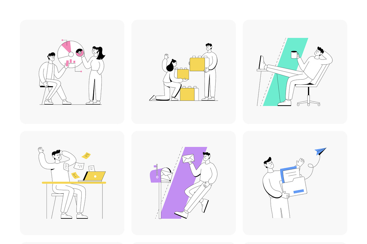 Work Illustrations Bundle, a Finance Illustration by Vectors Market (Photo 11 of 13)