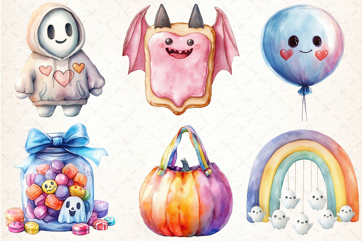 Cute Pastel Halloween Clipart Bundle, an Illustration by DreamCafeArt (Photo 2 of 6)