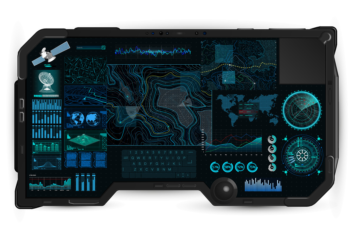 Command Center Screen in tablet HUD, an Object Graphic by SergeyBitos