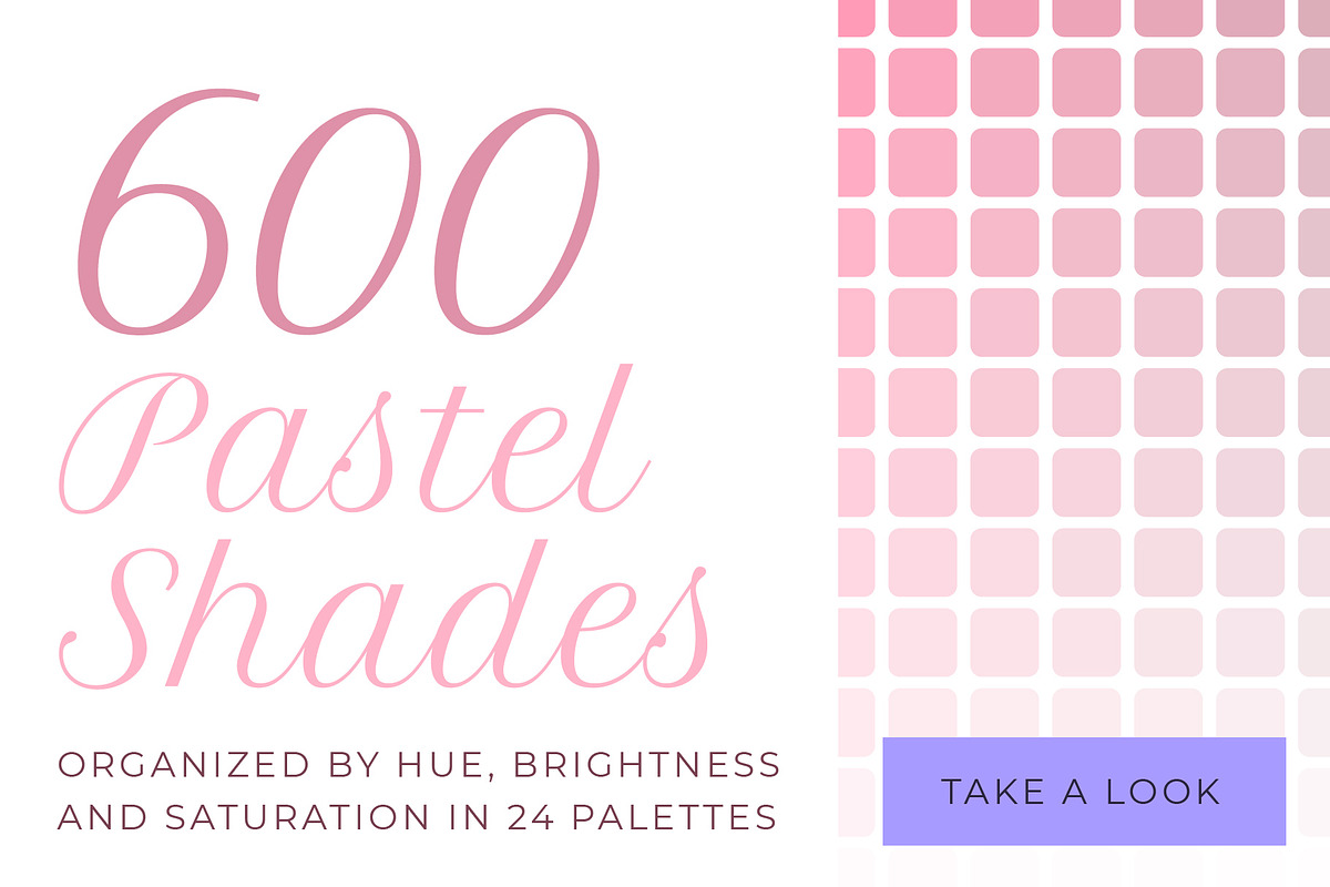 600 pastel shades color swatches, a Palette Add-On by ToonPlanet Vector Assets (Photo 1 of 8)