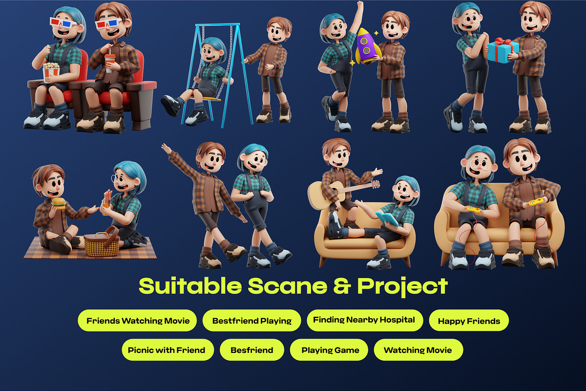 Friendship 3D Character, a Characters & Person 3D Model by orenjidesign (Photo 4 of 8)
