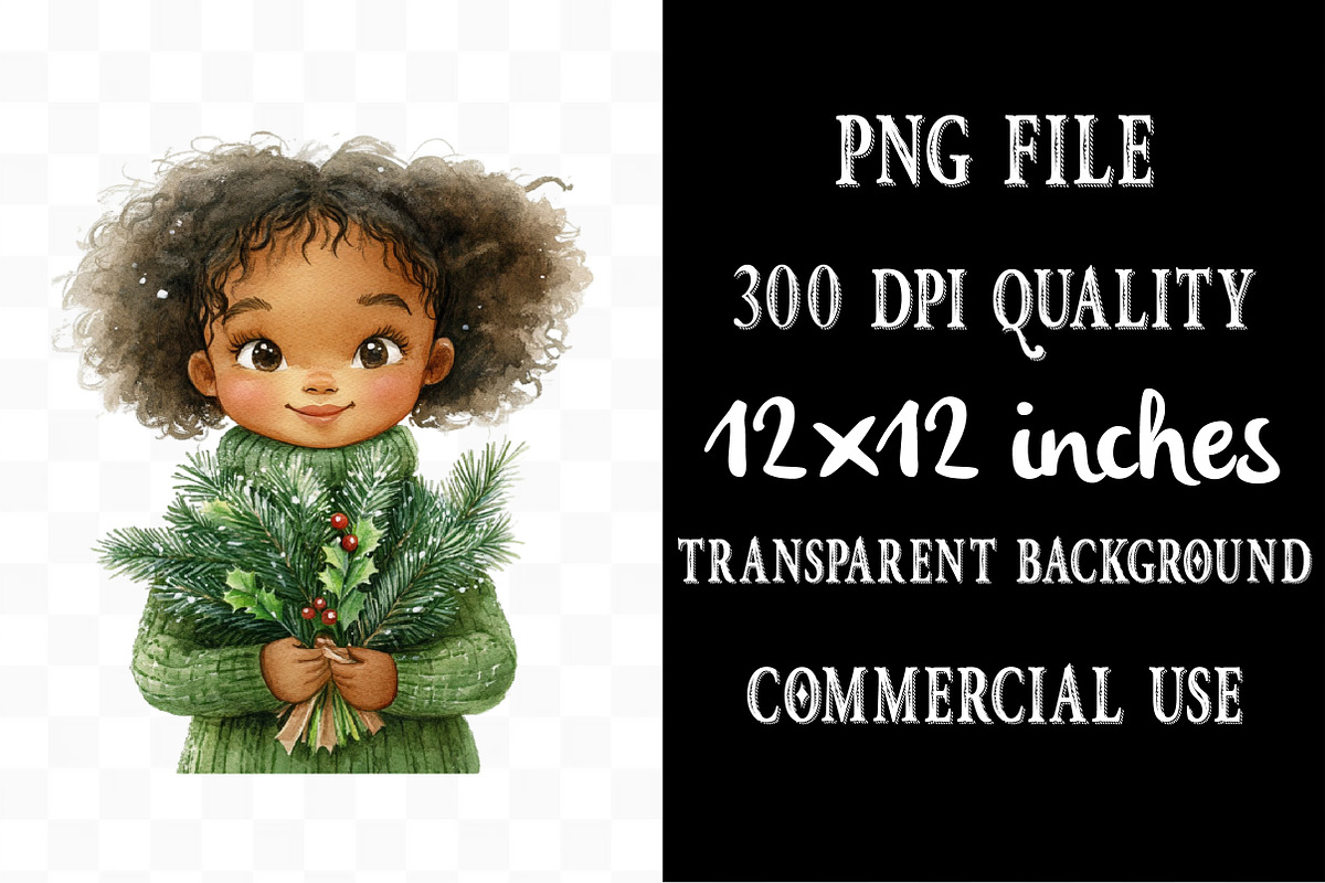 Black Girl Christmas Eve Clipart, an Illustration by Designking (Photo 4 of 5)