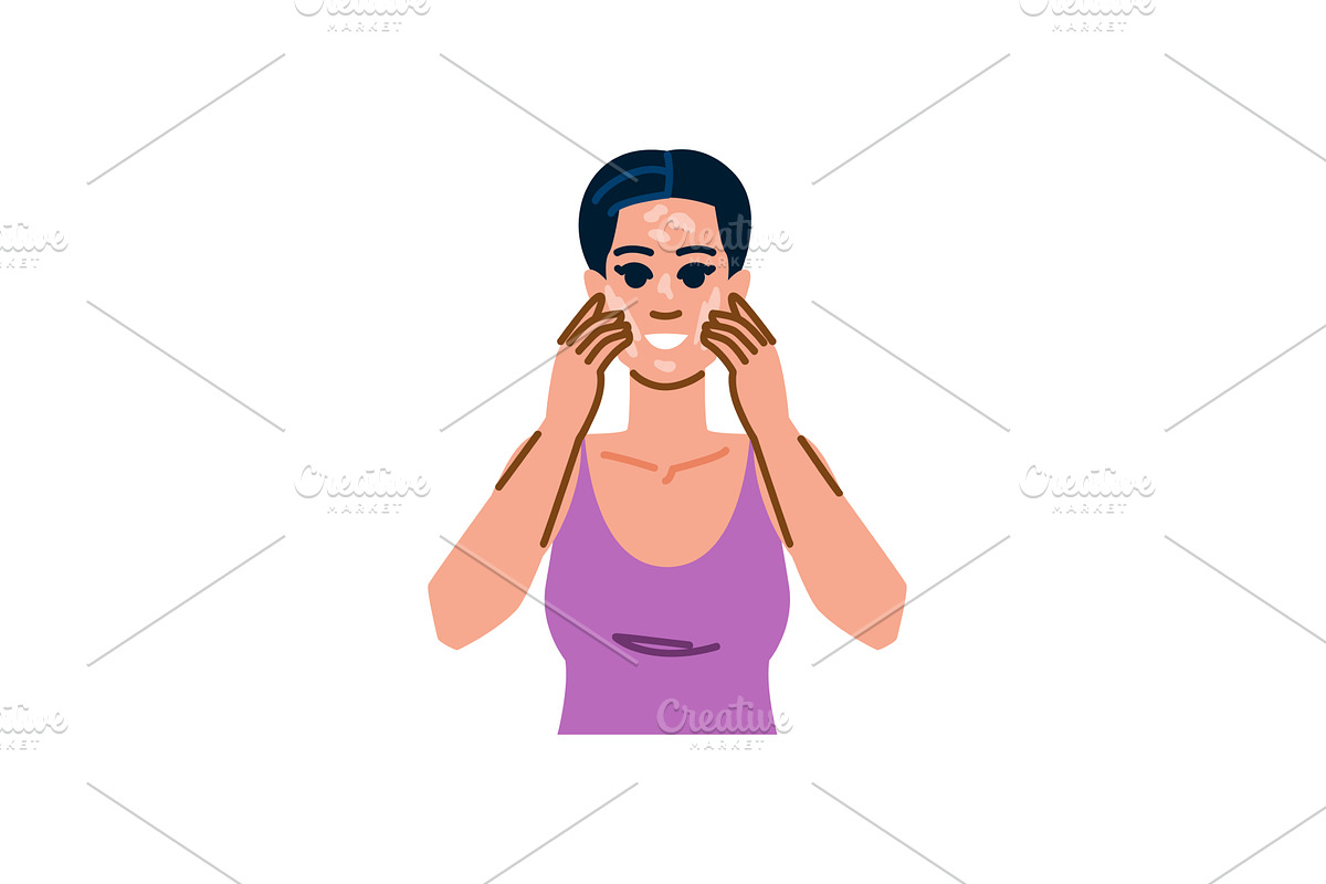 Woman applying cosmetic cream on, a Person Illustration by pikepicture