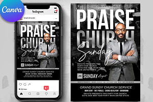 Praise Worship Church Service Flyer
