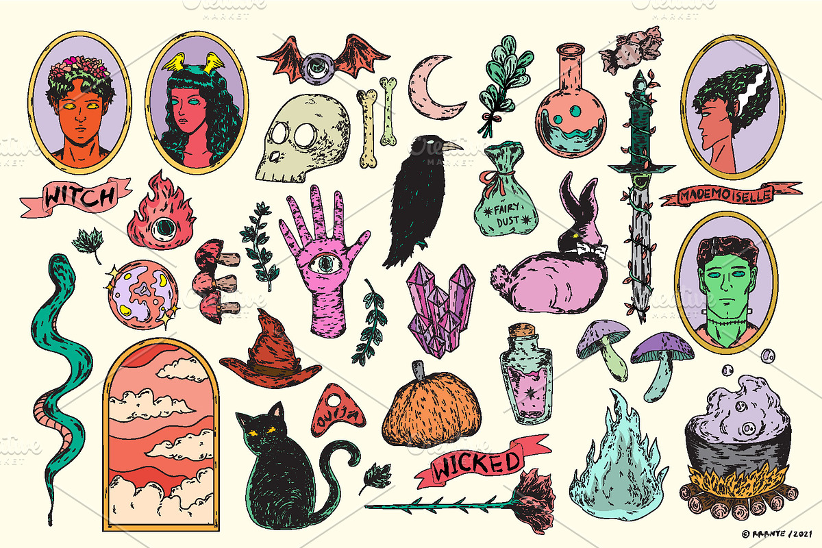 Witch Essentials Illustration Pack, an Illustration by rrrnte (Photo 5 of 7)