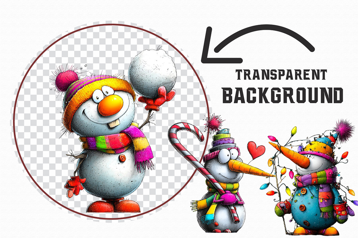 Whimsical Christmas Snowman Clipart, an Illustration by Libby Wishes (Photo 3 of 6)