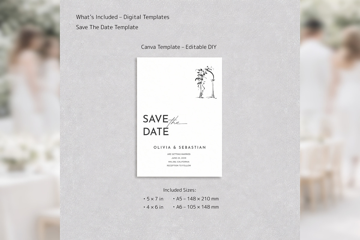 Botanical Save the Date Canva bd011, an Invitation Template by TyphoonStudio (Photo 2 of 10)