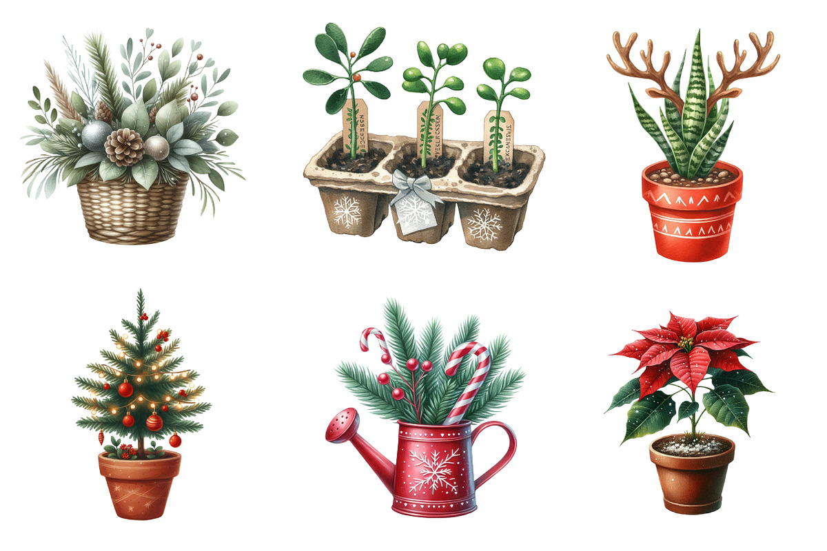 Christmas Indoor Gardening Clipart, an Illustration by CreationArt (Photo 2 of 5)