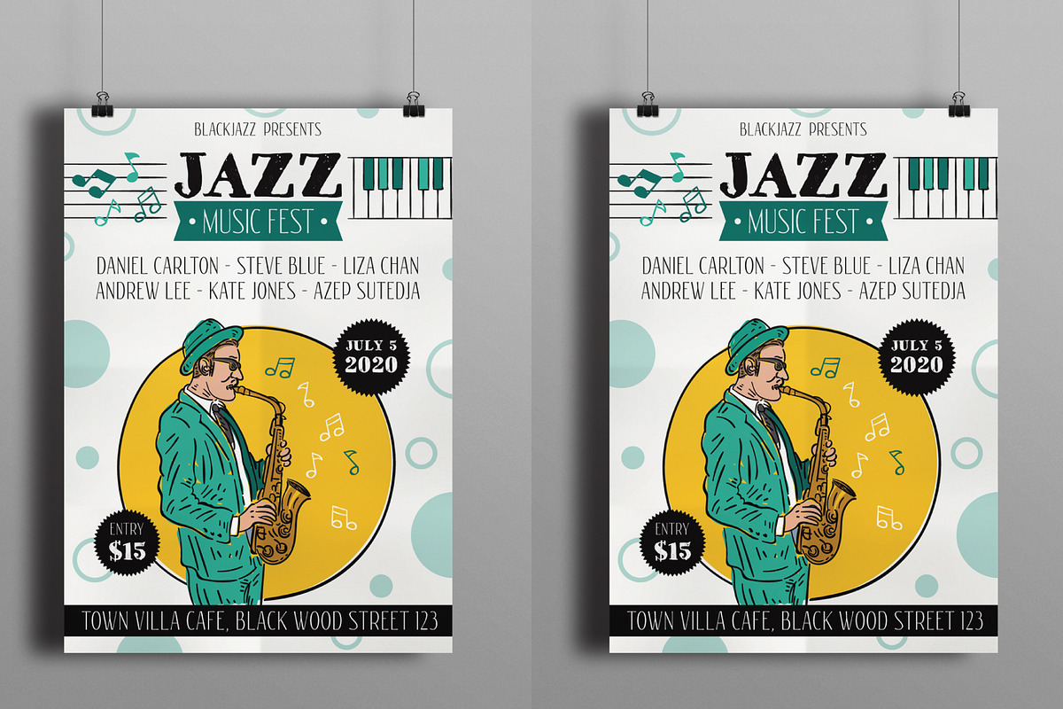 Jazz Music Fest Flyer, a Flyer Template by serapika (Photo 2 of 3)