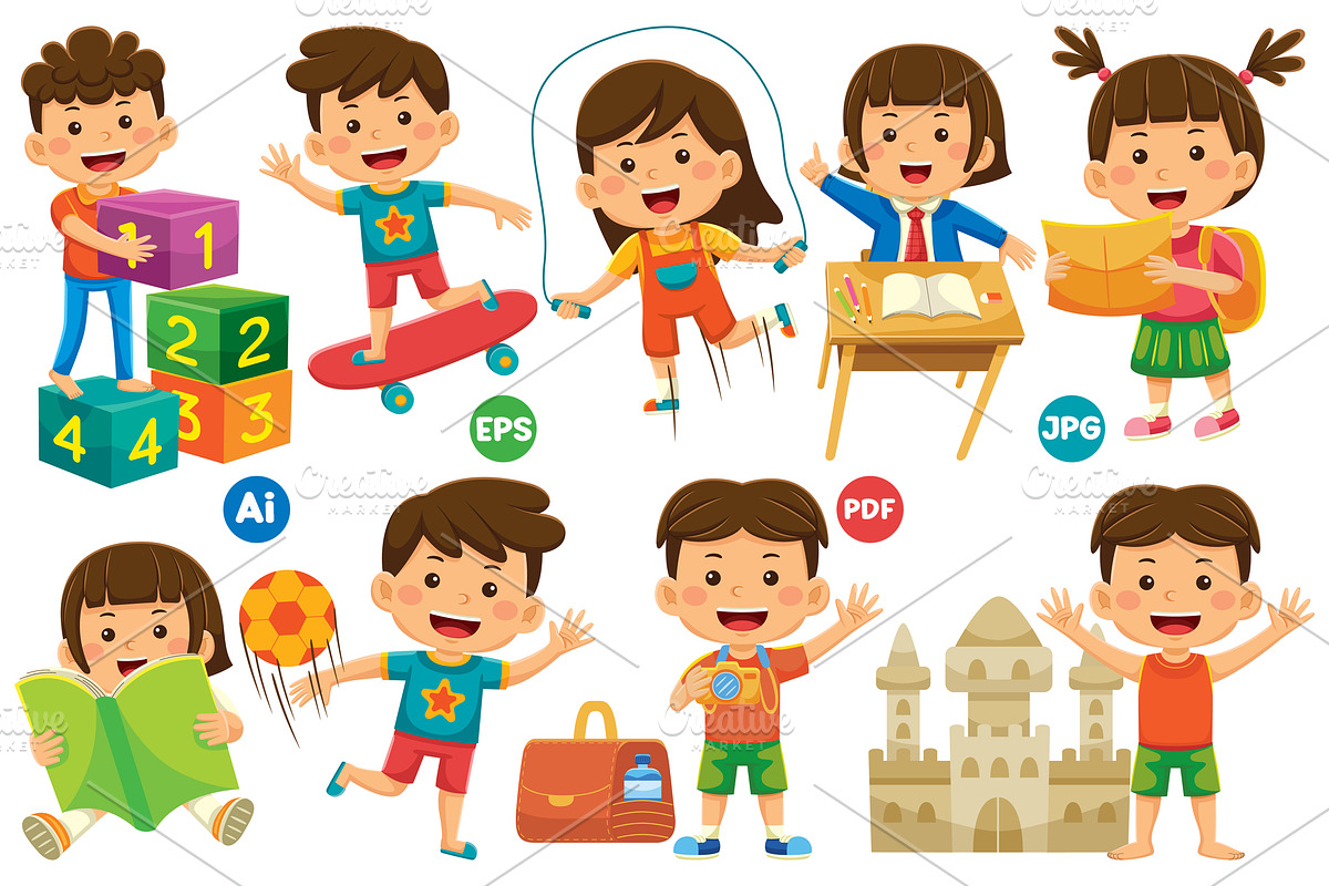 Kids Activity Vector Clip Art Bundle, an Object Graphic by MEDZ (Photo 4 of 4)