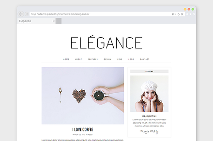 Minimal WordPress Theme Elégance, a WordPress Template by Trendy Themes