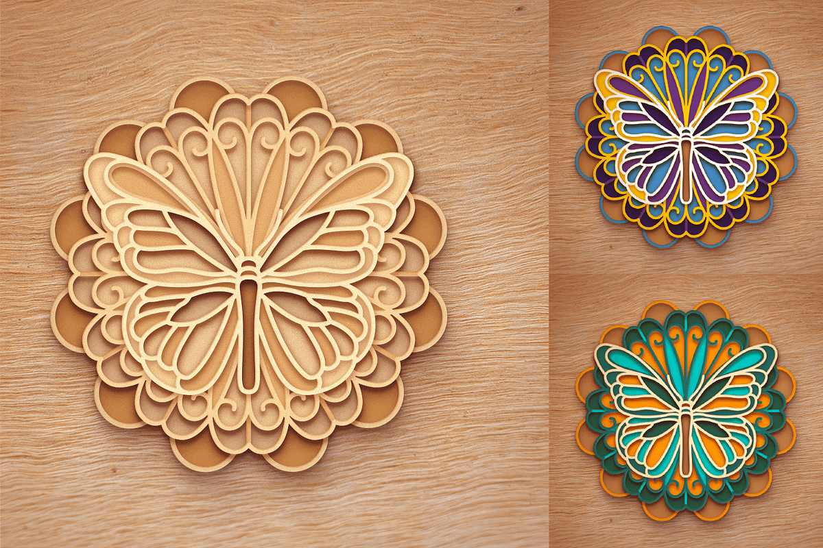 Butterfly 3D Mandala - Cut files, an Object Graphic by Arshad Ali (Photo 6 of 8)