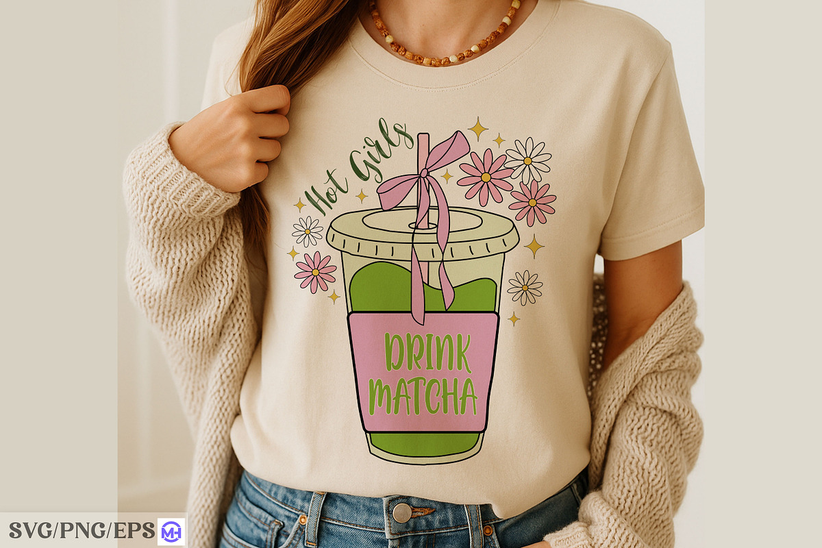 Hot Girls Drink Matcha SVG PNG, a Graphic by mh_arif (Photo 4 of 4)