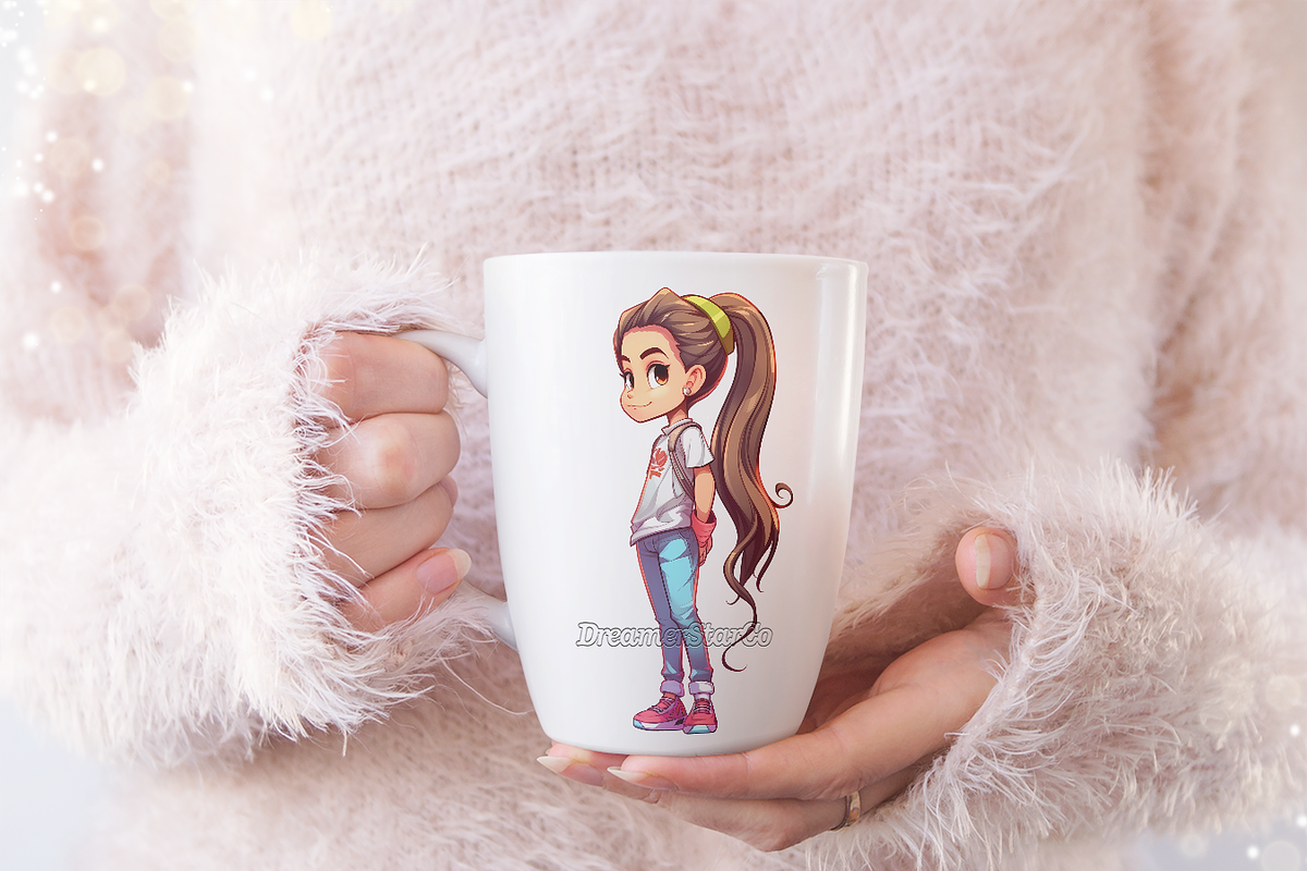 Cute Ponytail Girls Clipart, an Object Graphic by DreamerStarCo (Photo 5 of 7)
