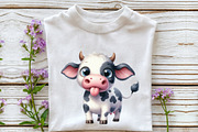 Watercolor Funny Cow Clipart, an Illustration by Rose Art (Thumbnail 2 of 6)
