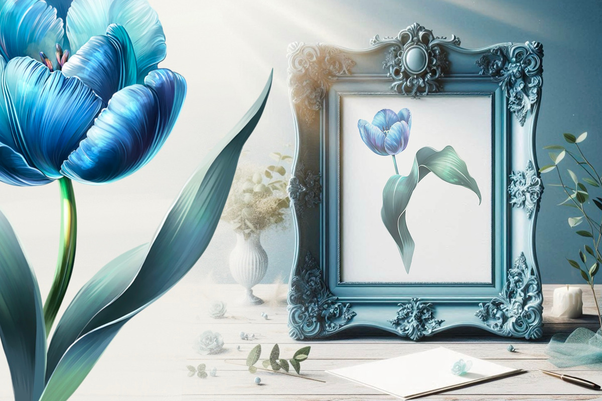 Blue Tulips Beautiful Set, a Decorative Illustration by Shabbypie (Photo 5 of 22)