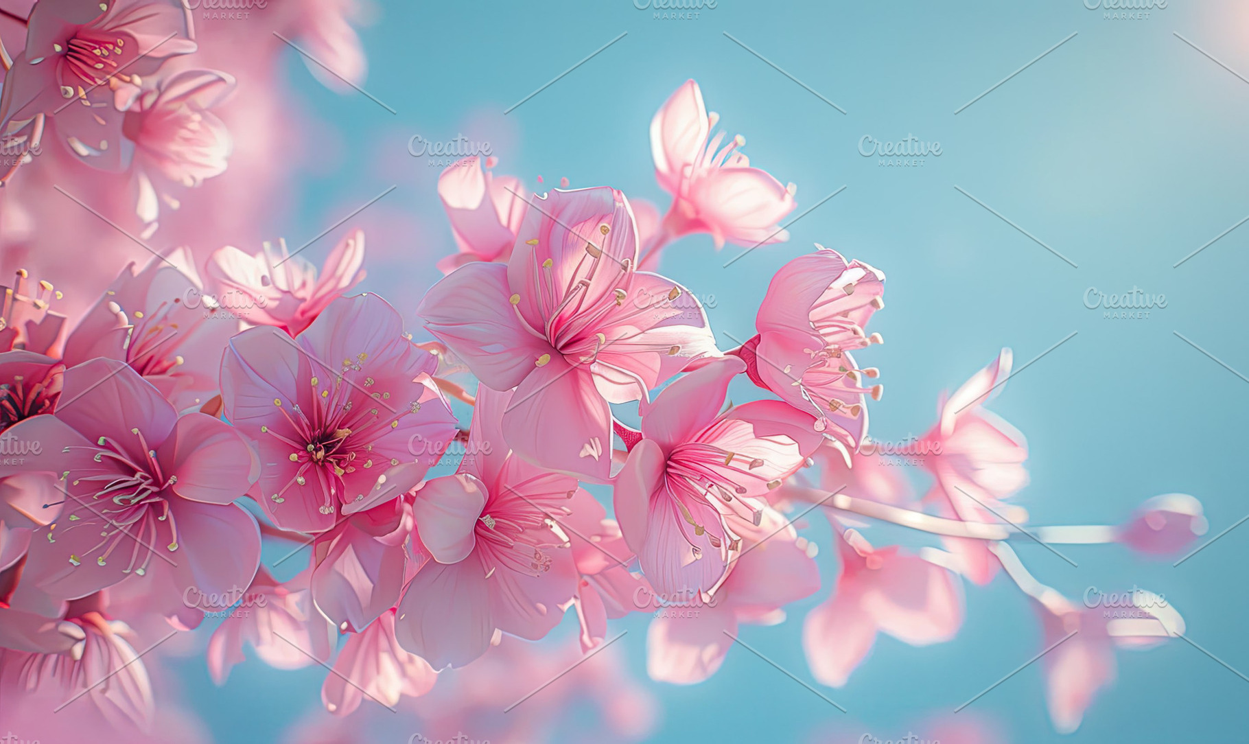 Delicate pink cherry blossoms in ful, a Photo by LOGOCREATIVE