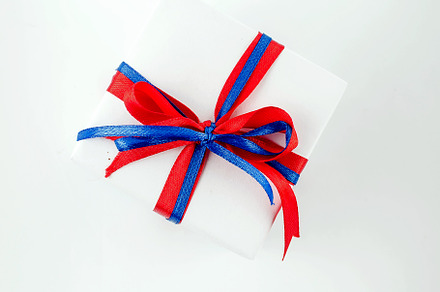Red blue and white gift boxes with containing july, 4th, and white, a Holiday Photo by vimart